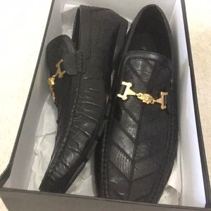 Men Versace loafers black croc